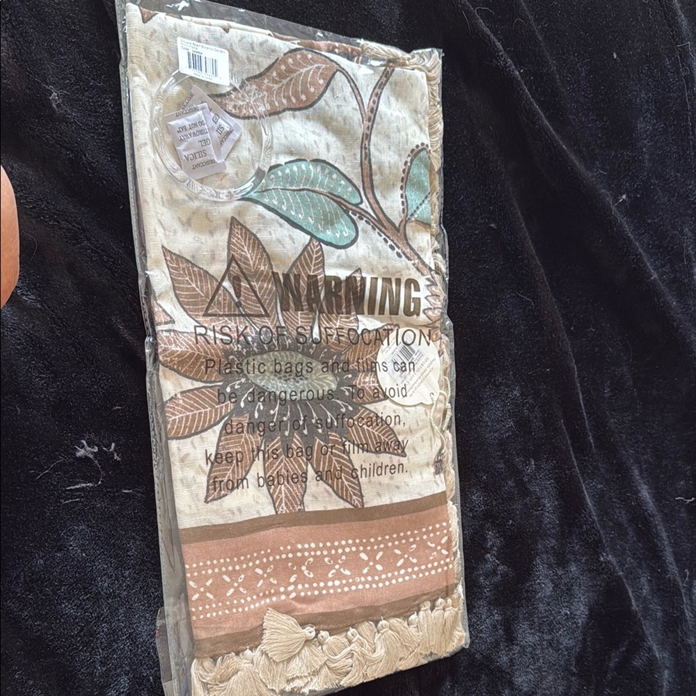 Spartina botanic garden boho floral scarf: Tan and Brown Leaf Patterned Scarf NW